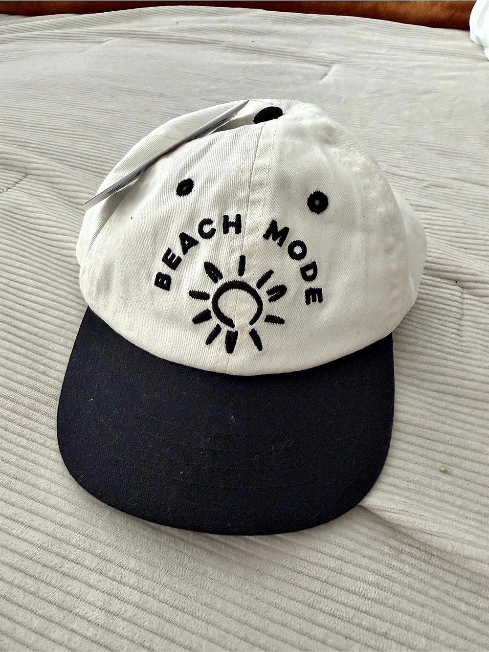 Carter's Beach Mode Embroidered Baseball Hat Baby Hat in White & Black